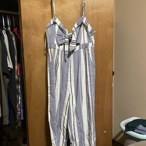 White and navy blue jumpsuit